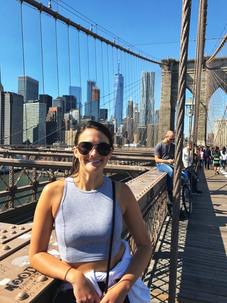 Cortney on Brooklyn Bridge in Athleisure wear