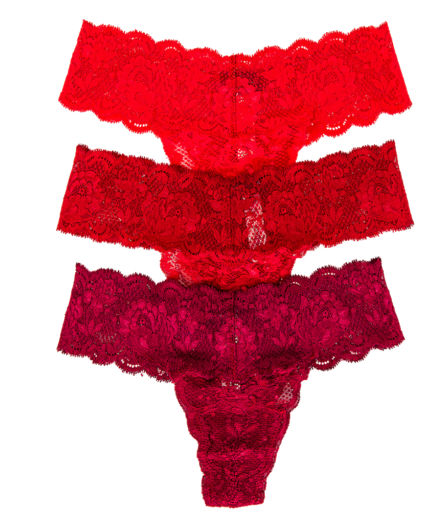 Three Red lace thongs