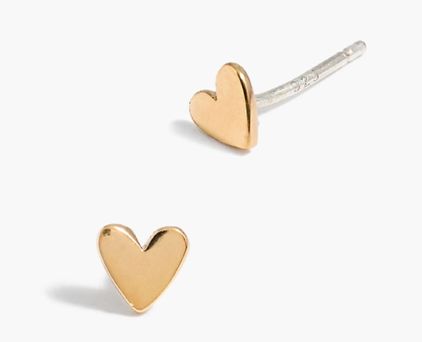 Gold heart stud earrings