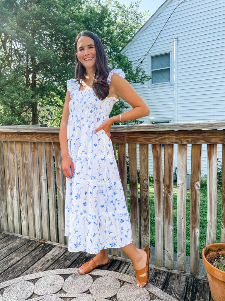 Cortney wearing Hill House Nap Spring and Summer Dress