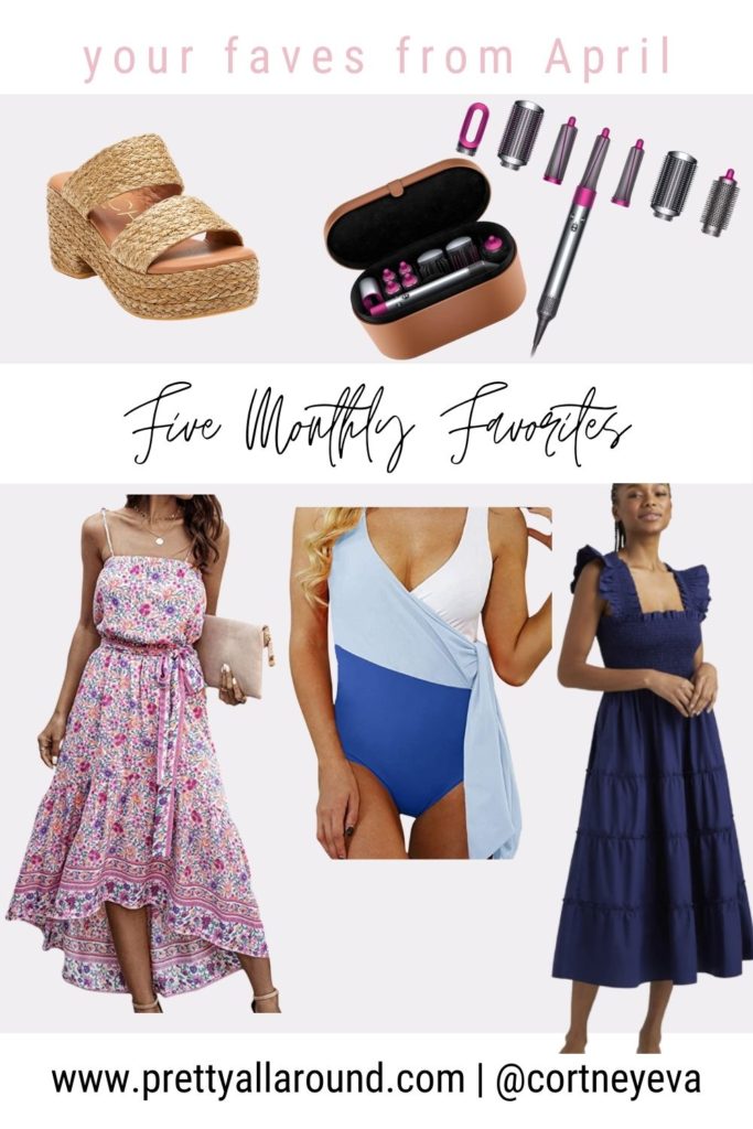 five april top seller - dyson airwrap, sandal, floral dress, nap dress and one piece swimsuit